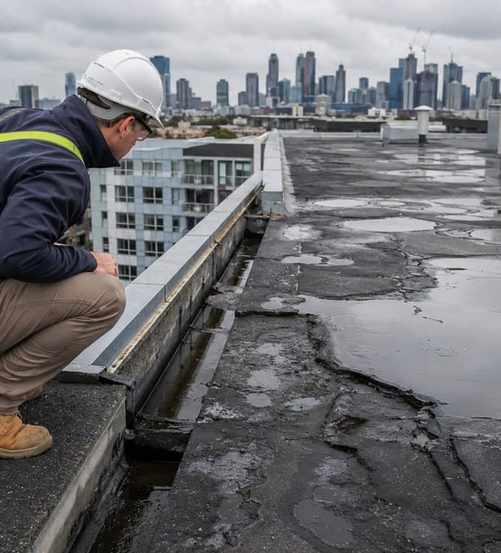 Roof assessment on a Melbourne apartment building