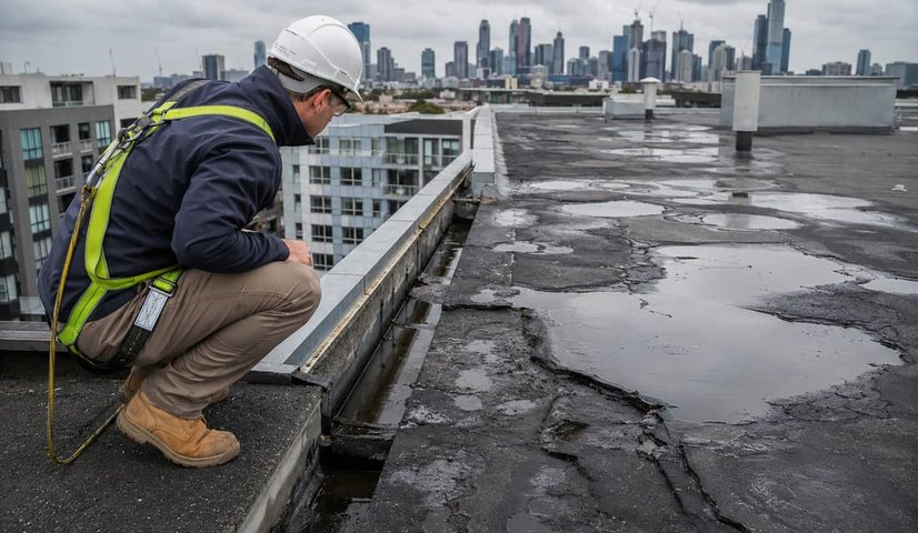 Roof assessment on a Melbourne apartment building